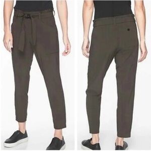 ATHLETA Skyline Pant Paperbag Waist High Rise Arbor Olive #292915, SIZE 6